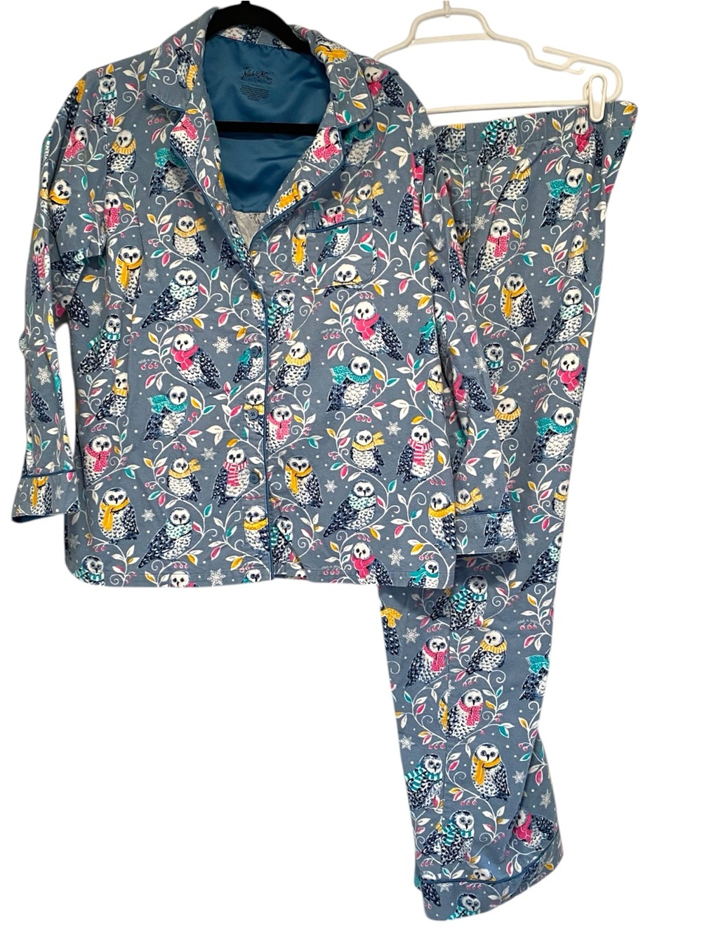 Nick & Nora owl print flannel matching pajama set